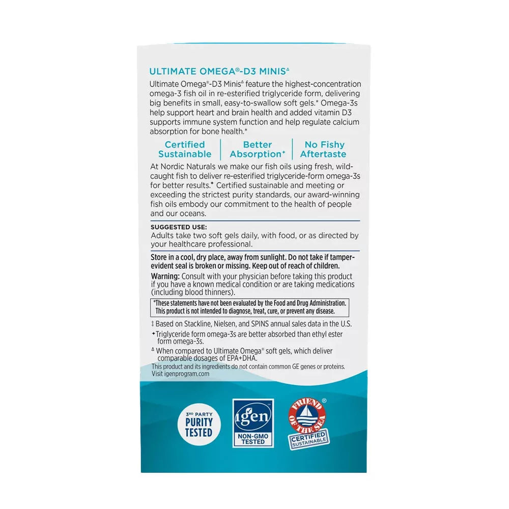 Nordic Naturals Ultimate Omega D3 Minis (60 Mini Softgels, Lemon)
