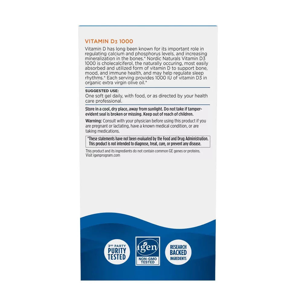 Nordic Naturals Vitamin D3 1000 (120 Softgels, Orange)