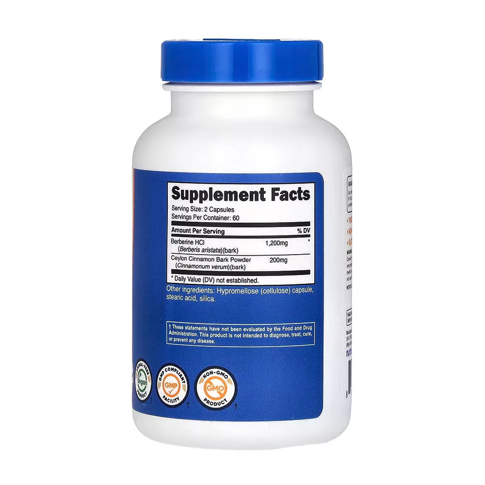 Nutricost Berberine HCl With Ceylon Cinnamon (120 Capsules)