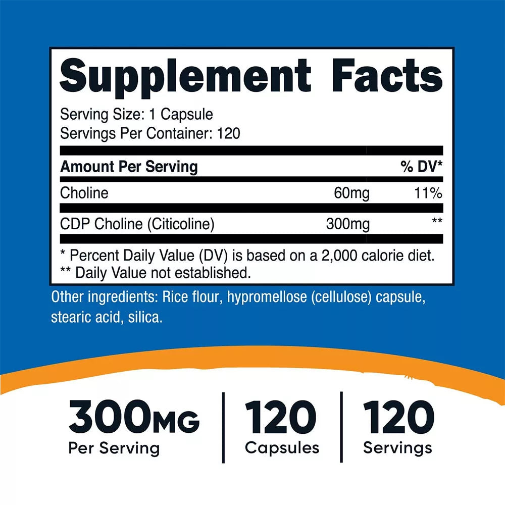 Nutricost CDP Choline Capsules (120 Capsules)