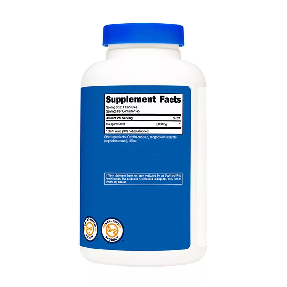 Nutricost D-Aspartic Acid Capsules (180 Capsules)