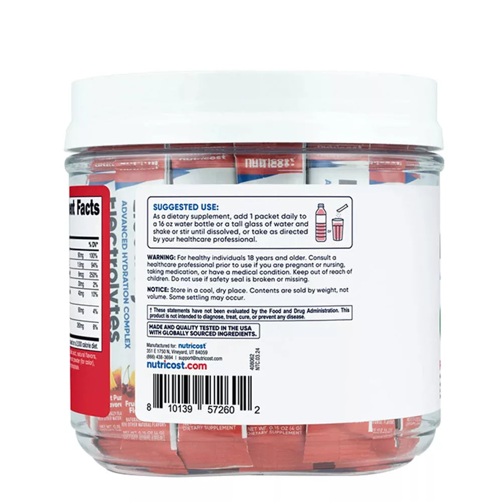 Nutricost Electrolytes Hydration Stick Packs (156 g, Fruit Punch)