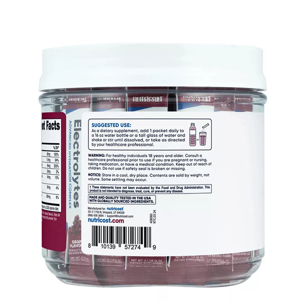 Nutricost Electrolytes Hydration Stick Packs (156 g, Grape)