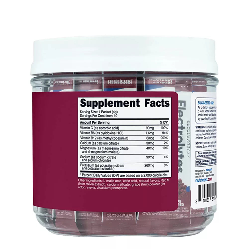 Nutricost Electrolytes Hydration Stick Packs (156 g, Grape)
