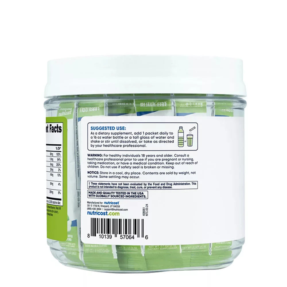 Nutricost Electrolytes Hydration Stick Packs (156 g, Green Apple)