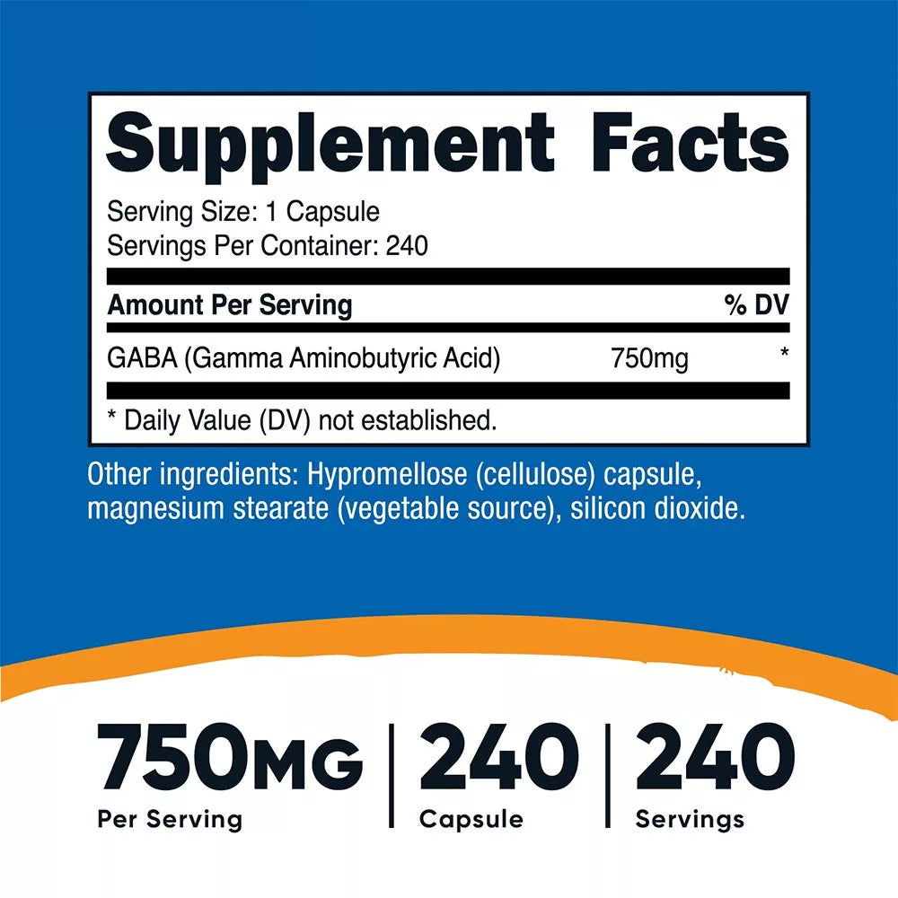 Nutricost GABA 750 mg (240 Capsules)