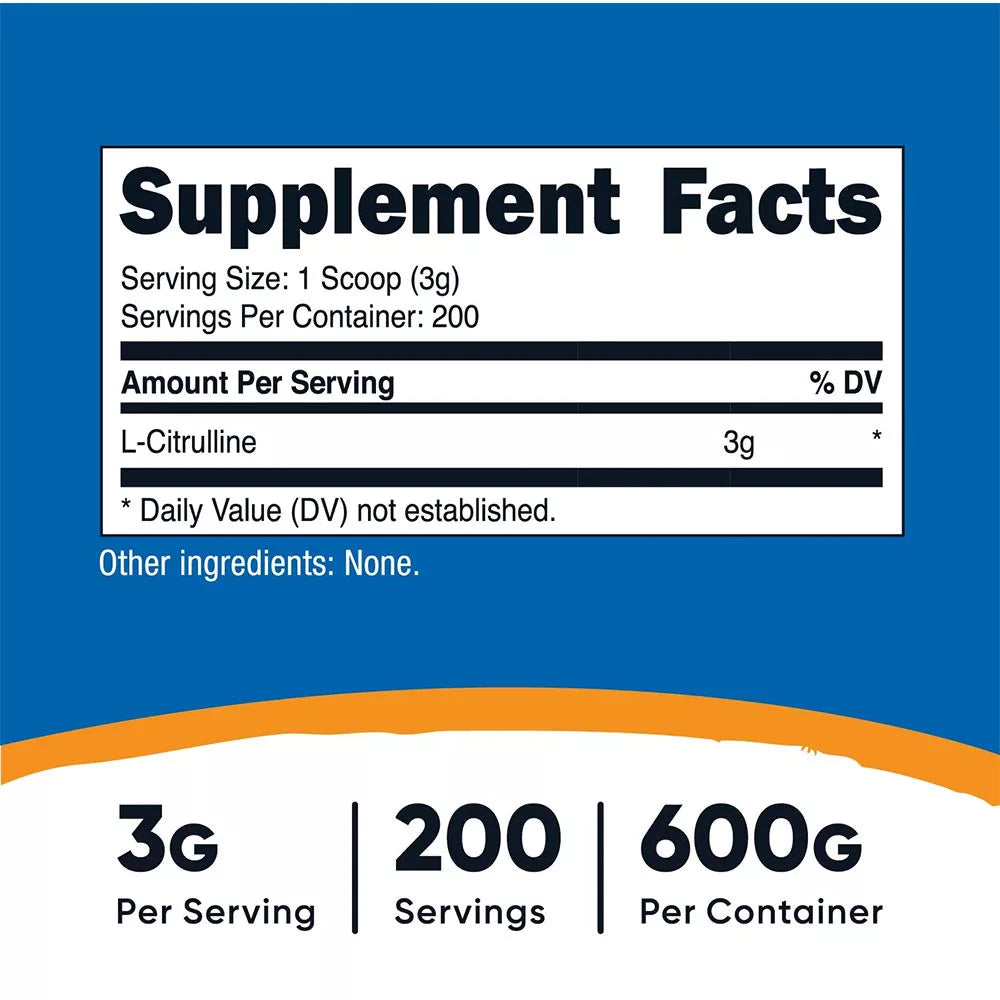 Nutricost L-Citrulline (Base) Powder (600 g)