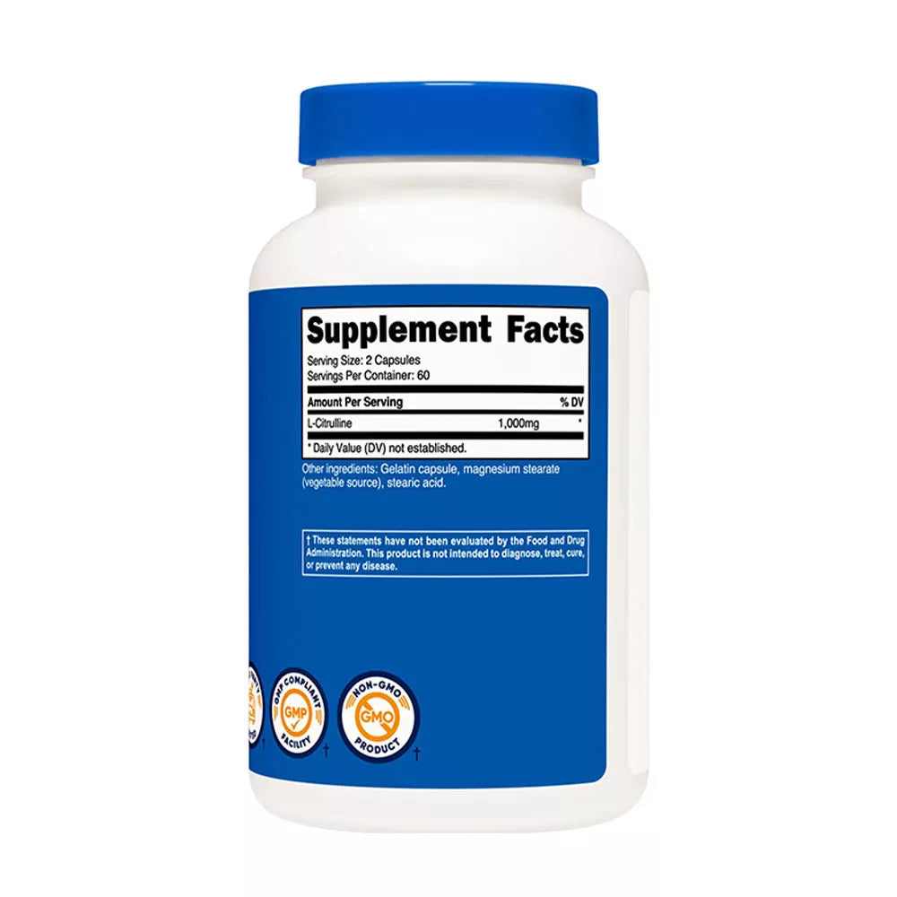Nutricost L-Citrulline Capsules 1000 mg (120 Capsules)