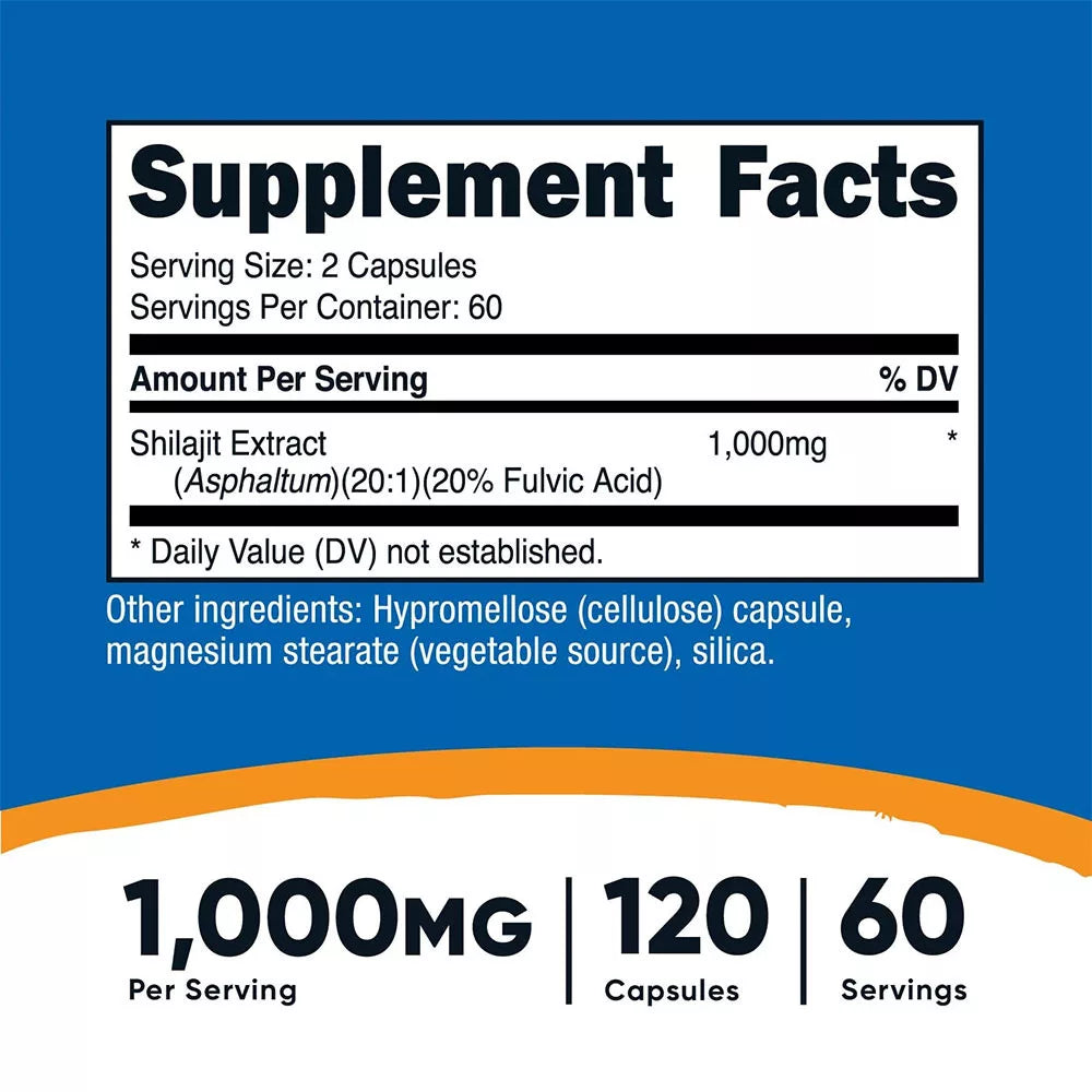 Nutricost Shilajit 1,000 mg (120 Capsules)