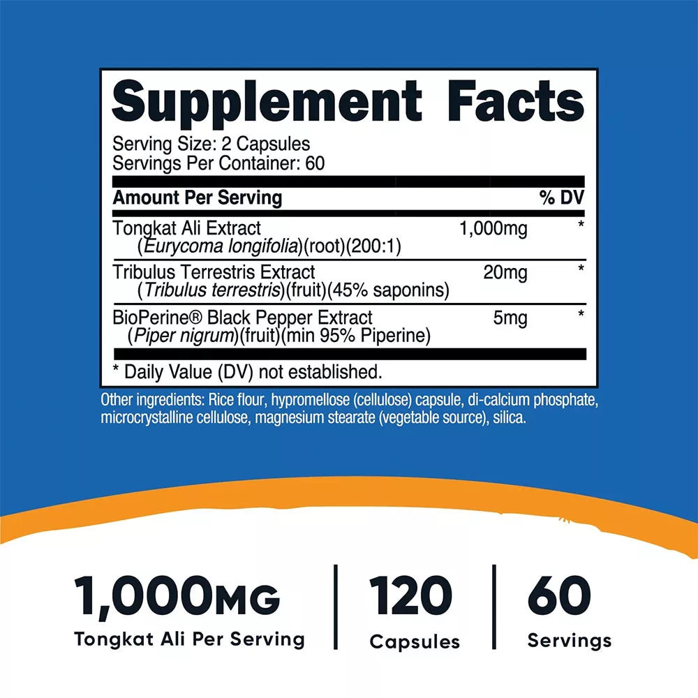 Nutricost Tongkat Ali 1,000 mg - Vegan (120 Capsules)