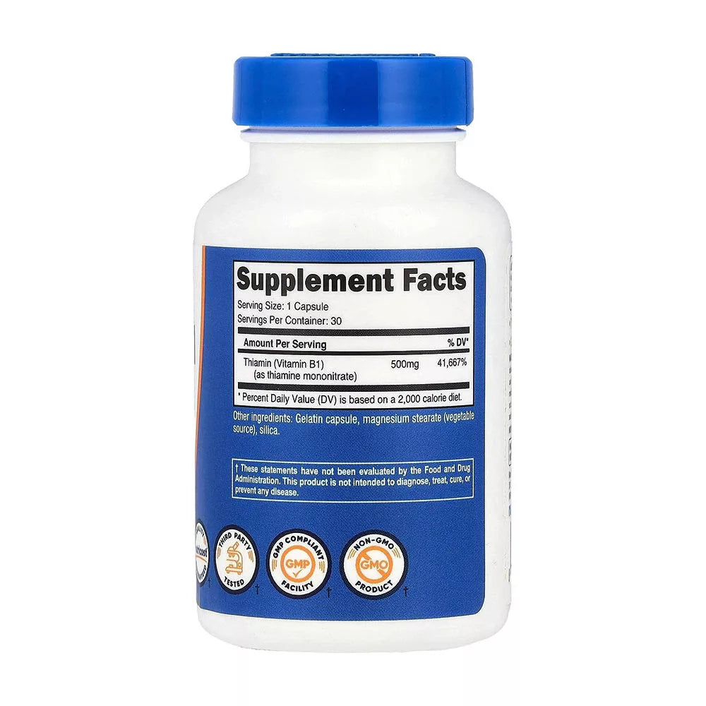 Nutricost Vitamin B1 Thiamine 500 mg (30 Capsules)