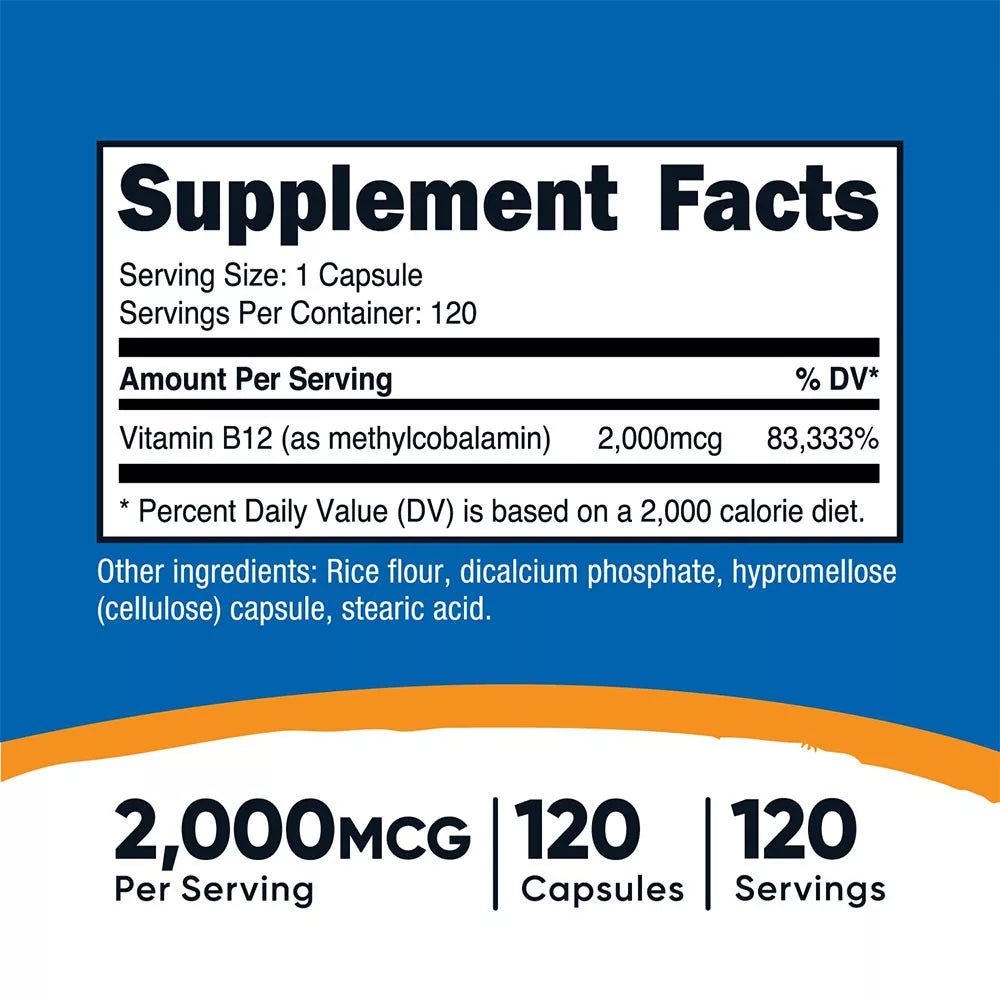 Nutricost Vitamin B12 2,000 mcg (120 Capsules)