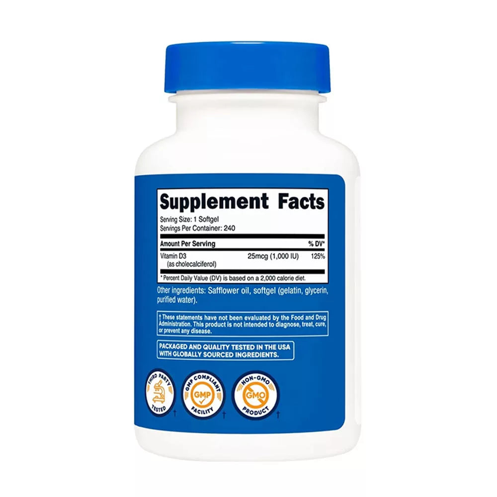Nutricost Vitamin D3 1,000 IU (240 Softgels)