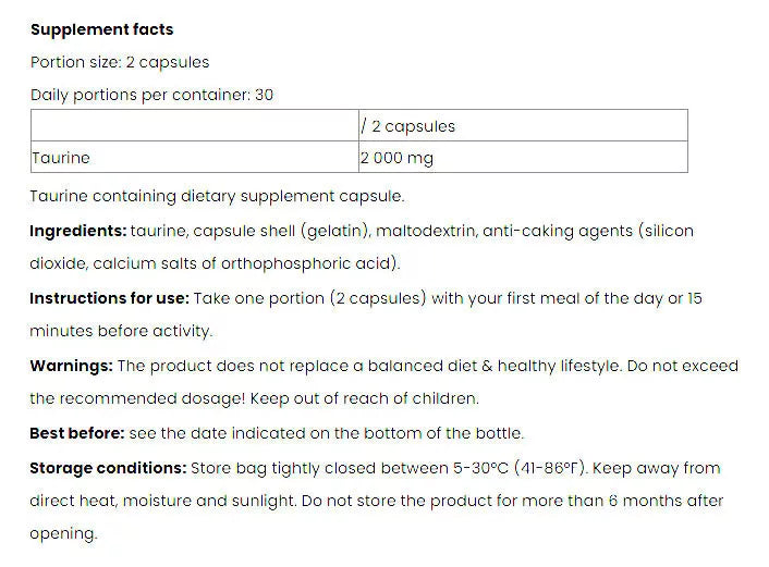 Nutriversum Taurine Caps - BASIC (60 Capsules, Unflavored)