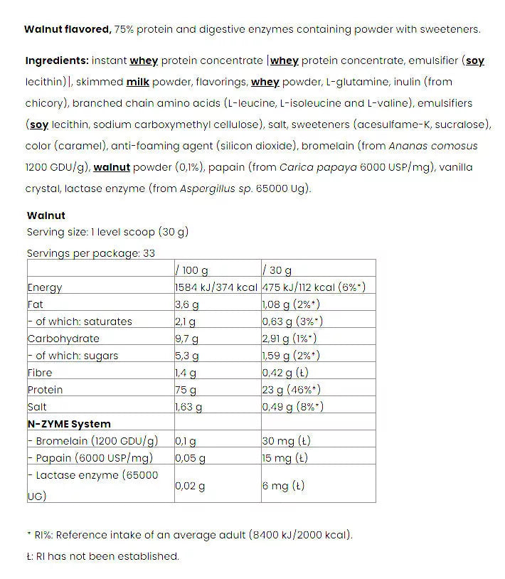 Nutriversum Whey PRO - PURE (1000 g, Walnut)