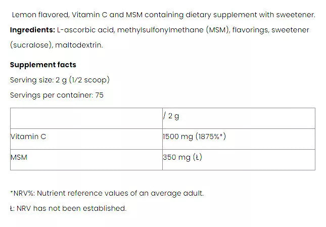 Nutriversum Vita C+MSM - VITA (150 g, Unflavored)