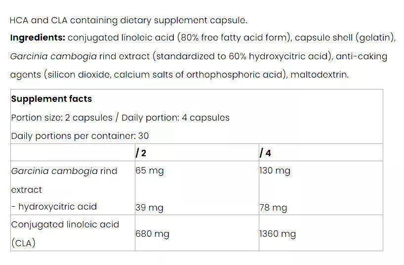 Nutriversum HCA+CLA Caps - WOMEN (120 Capsules)