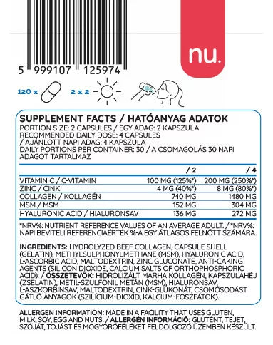 Nutriversum MSM+C Hyaluron Collagen - WOMEN (120 Capsules)