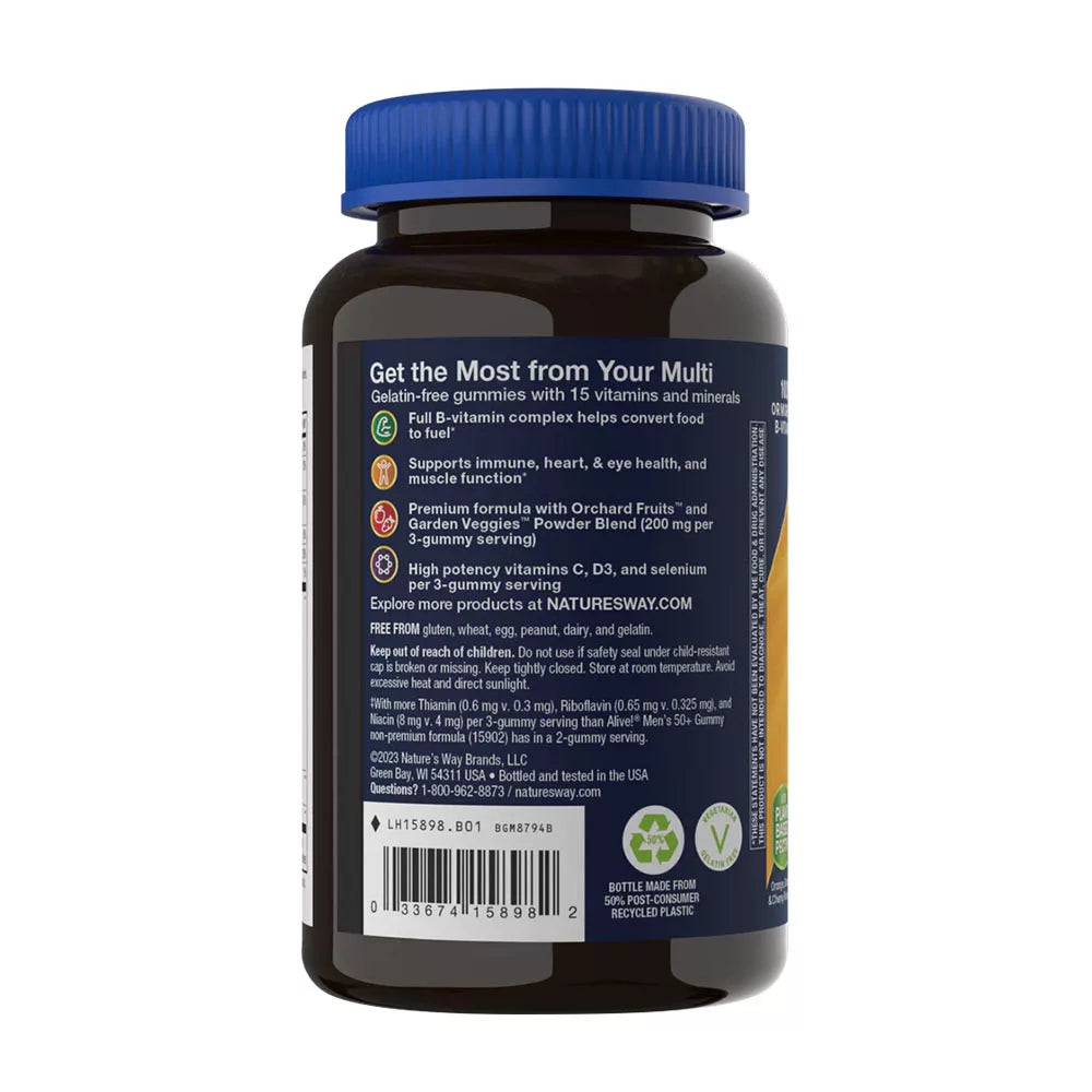 Nature's Way Alive!® Premium Men’s 50+ Gummy Multivitamin (75 Gummies, Cherry, Orange & Grape)