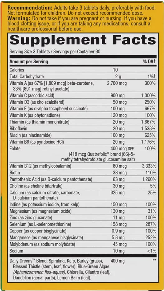 Nature's Way Alive!® Max3 Daily Multivitamin Without Iron (90 Tablets)