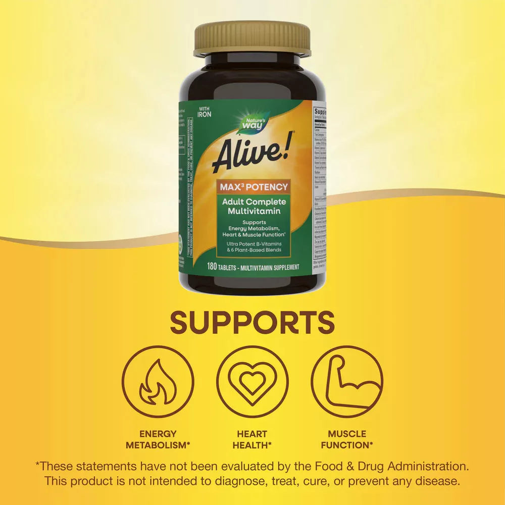 Nature's Way Alive!® Max3 Potency Multivitamin (180 Tablets)