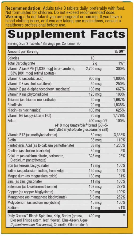 Nature's Way Alive!® Max3 Potency Multivitamin (90 Tablets)