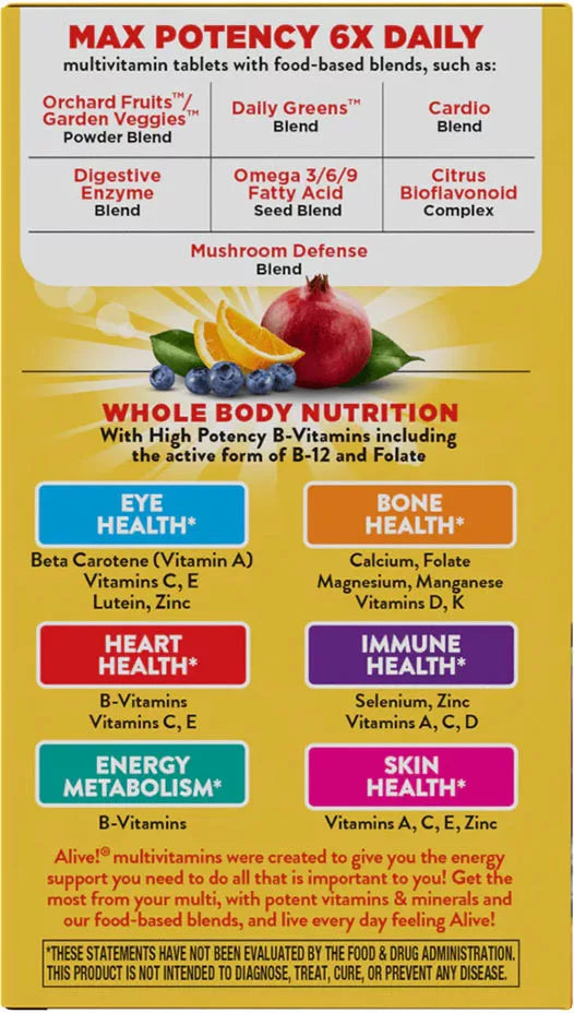 Nature's Way Alive!® Max6 Max Potency Daily Multivitamin Without Iron (90 Capsules)