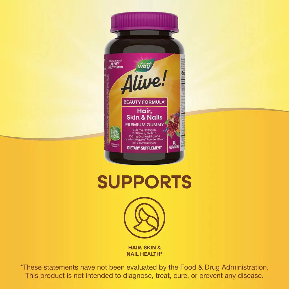 Nature's Way Alive!® Hair, Skin & Nails Gummies (60 Gummies, Strawberry)