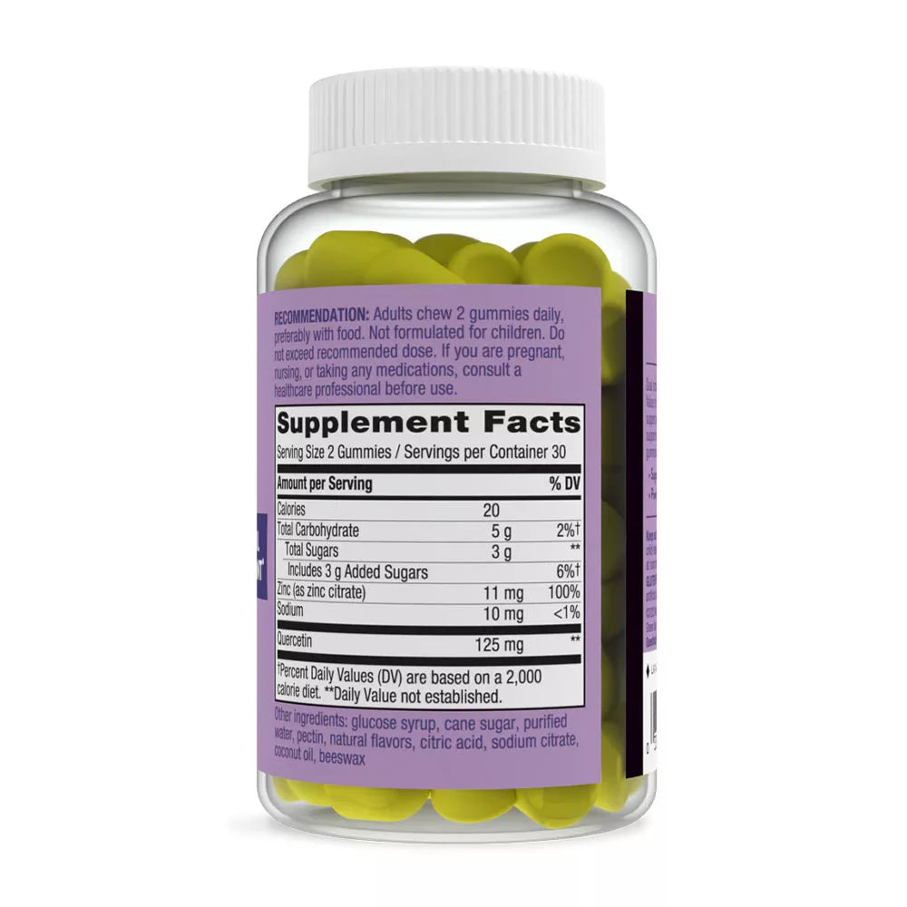 Nature's Way Quercetin Gummies with Zinc (60 Gummies, Lemon)