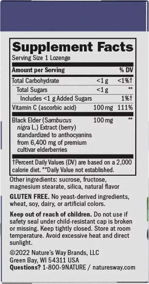 Nature's Way Sambucus Original Lozenges (30 Lozenges, Elderberry)