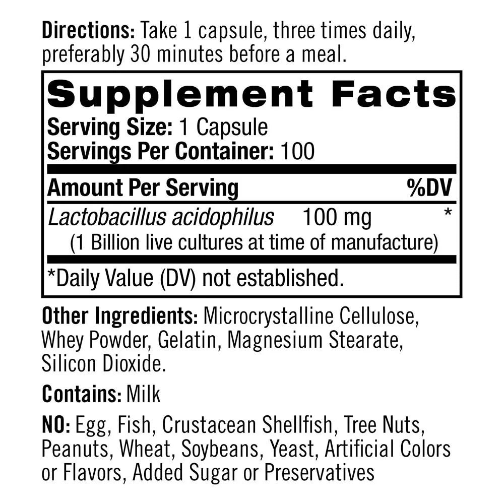 Natrol Acidophilus Probiotic (100 Capsules)