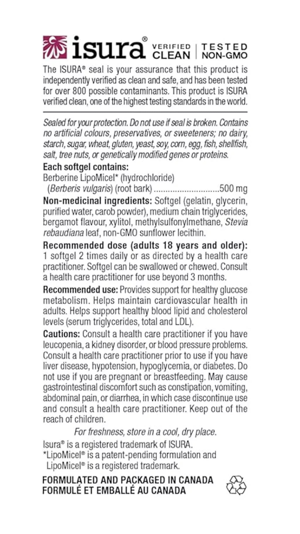 Natural Factors Berberine LipoMicel Matrix (60 Softgels)
