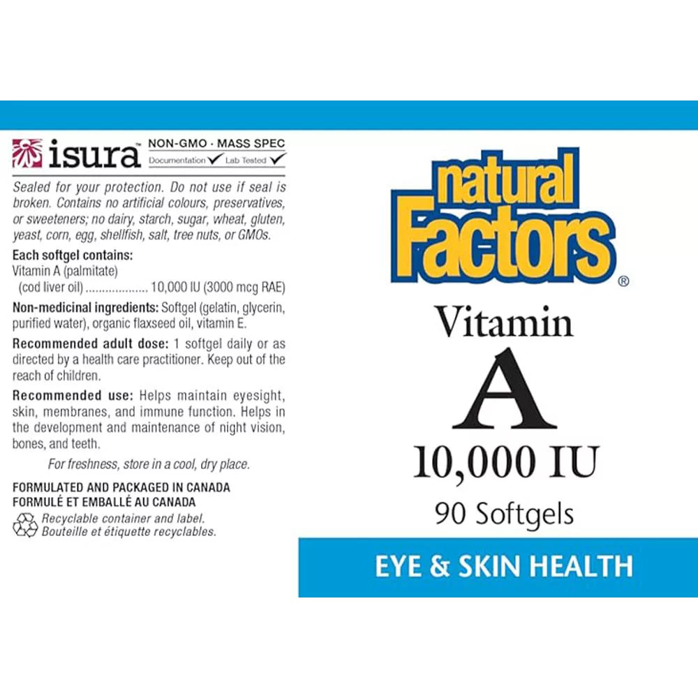 Natural Factors Vitamin A 10,000 IU (90 Softgels)