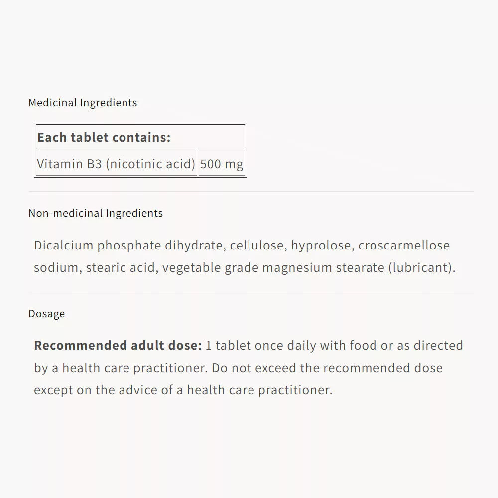 Natural Factors Niacin 500 mg (90 Tablets)