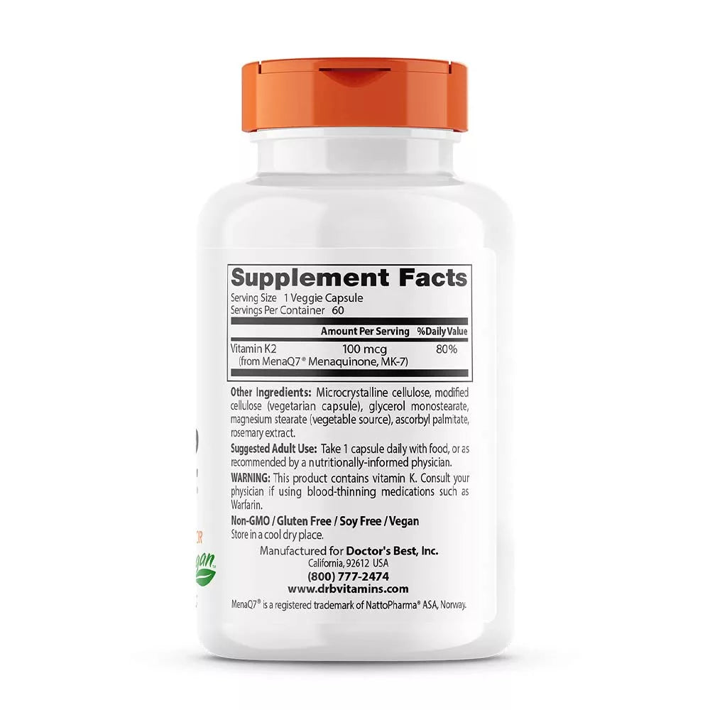 Doctor's Best Natural Vitamin K2 100 mcg (60 Veg Capsules)