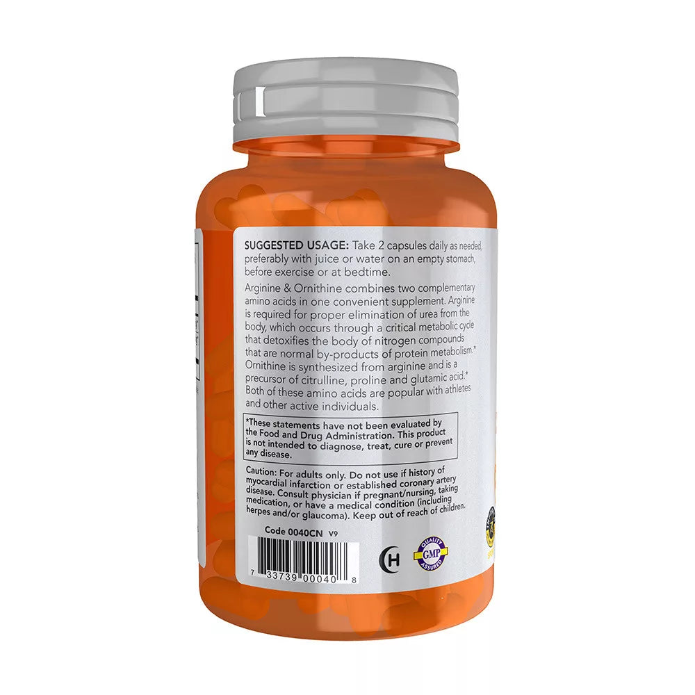 Now Foods Arginine & Ornithine 500/250mg (100 Capsules)