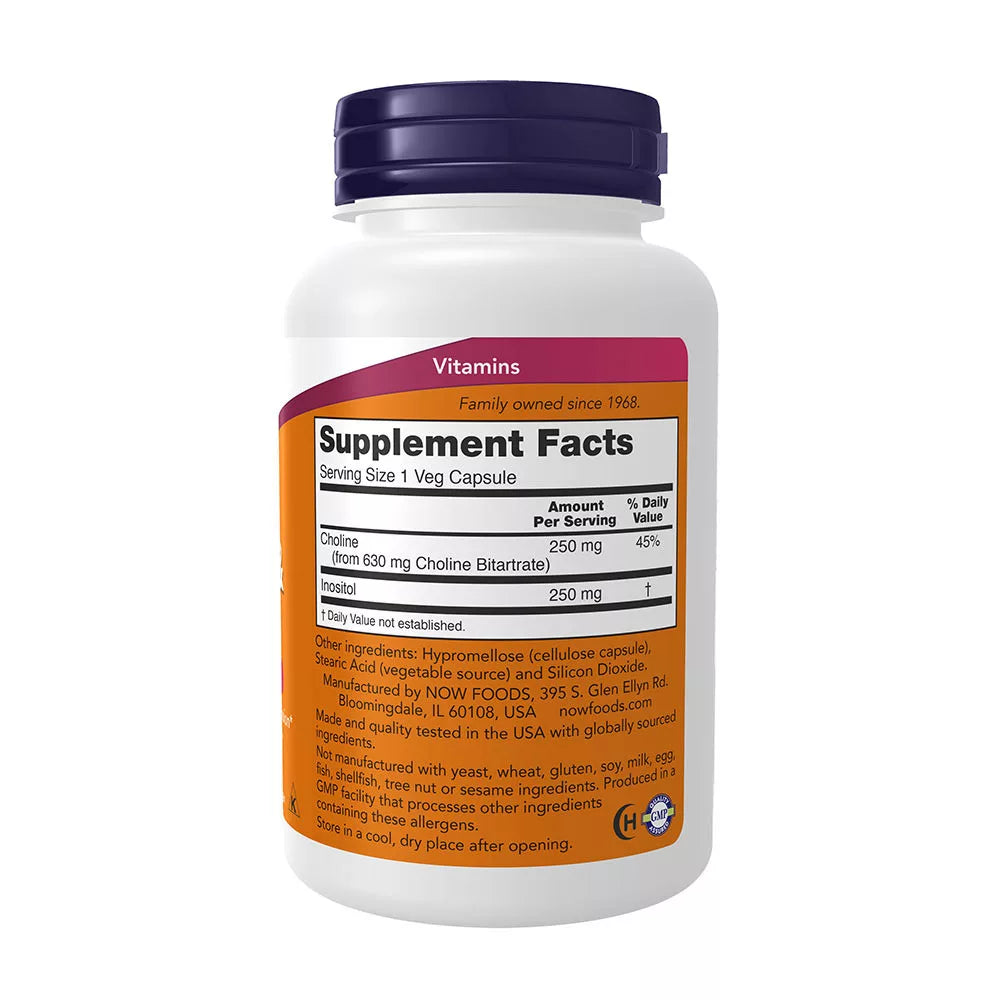 Now Foods Choline & Inositol 500 mg (100 Veg Capsules)