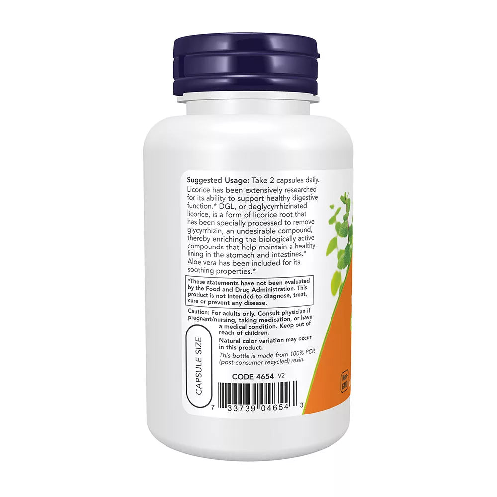 Now Foods DGL with Aloe Vera (100 Veg Capsules)