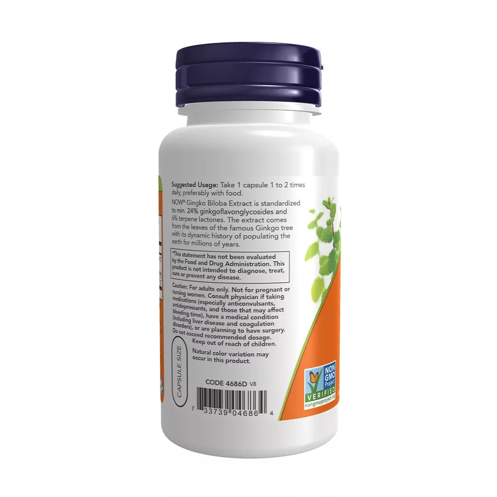 Now Foods Ginkgo Biloba 60 mg (60 Veg Capsules)