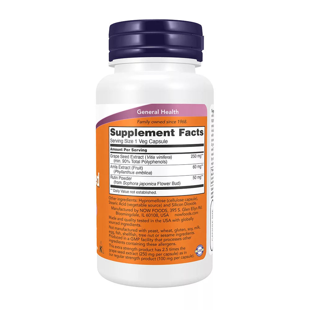 Now Foods Grape Seed 250 Mg (90 Veg Capsules)