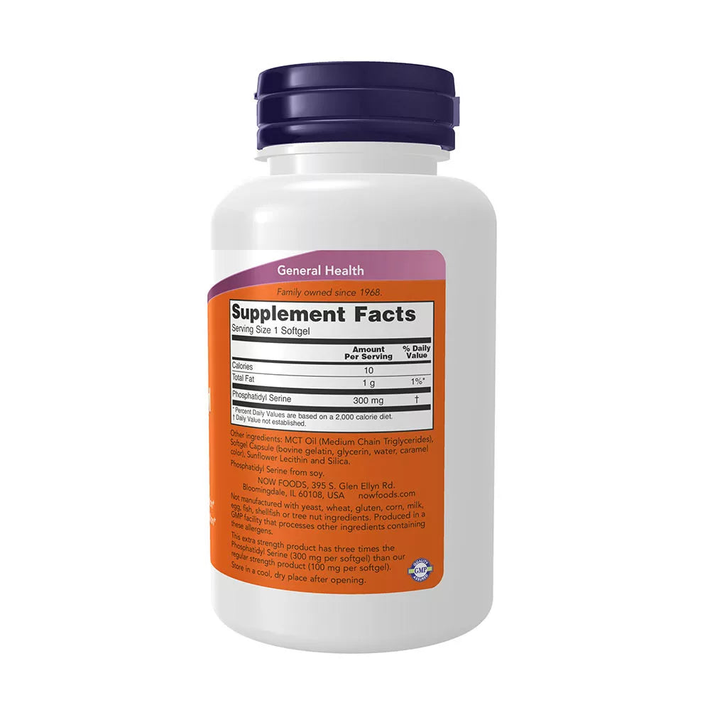 Now Foods Phosphatidyl Serine 300 mg, Extra Strength (50 Softgels)