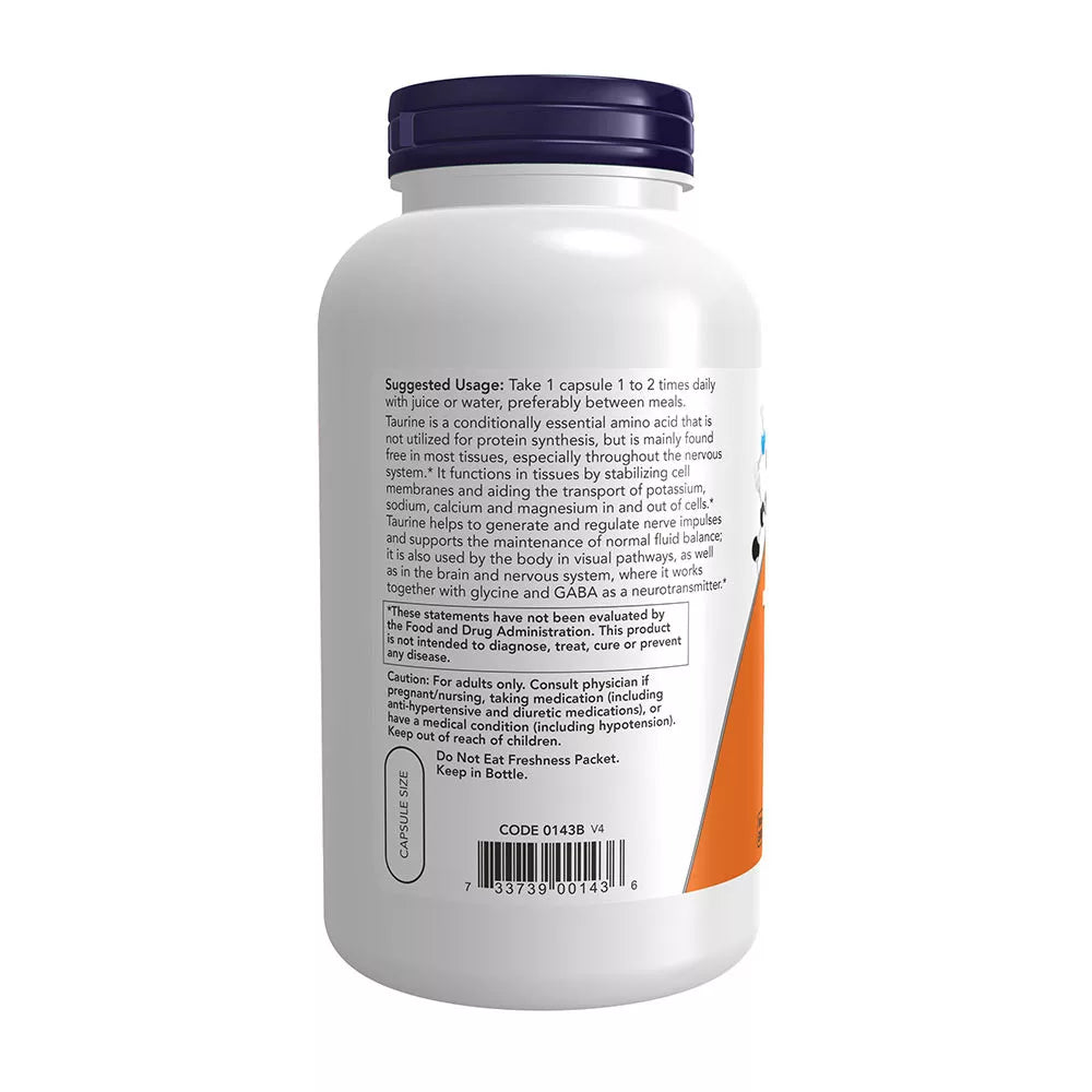 Now Foods Taurine, Double Strength 1000 mg (250 Veg Capsules)
