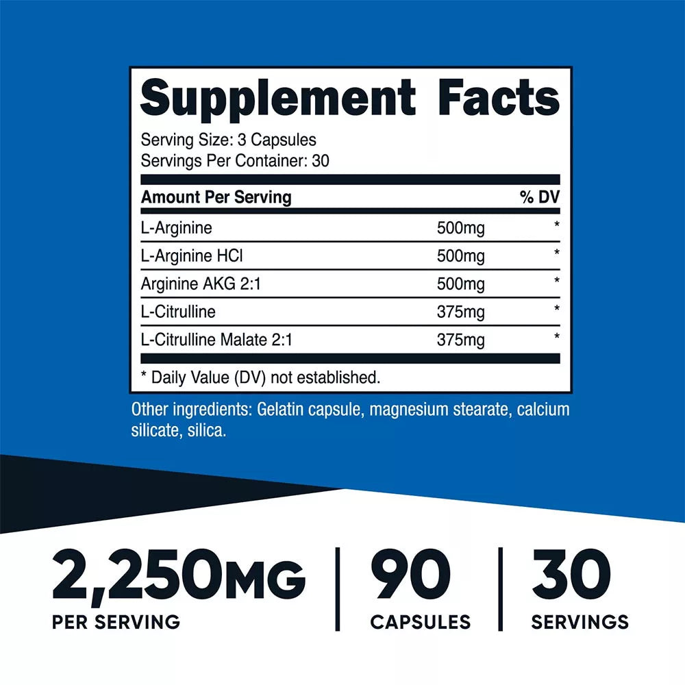 Nutricost Nitric Oxide Booster 750 mg (90 Capsules)