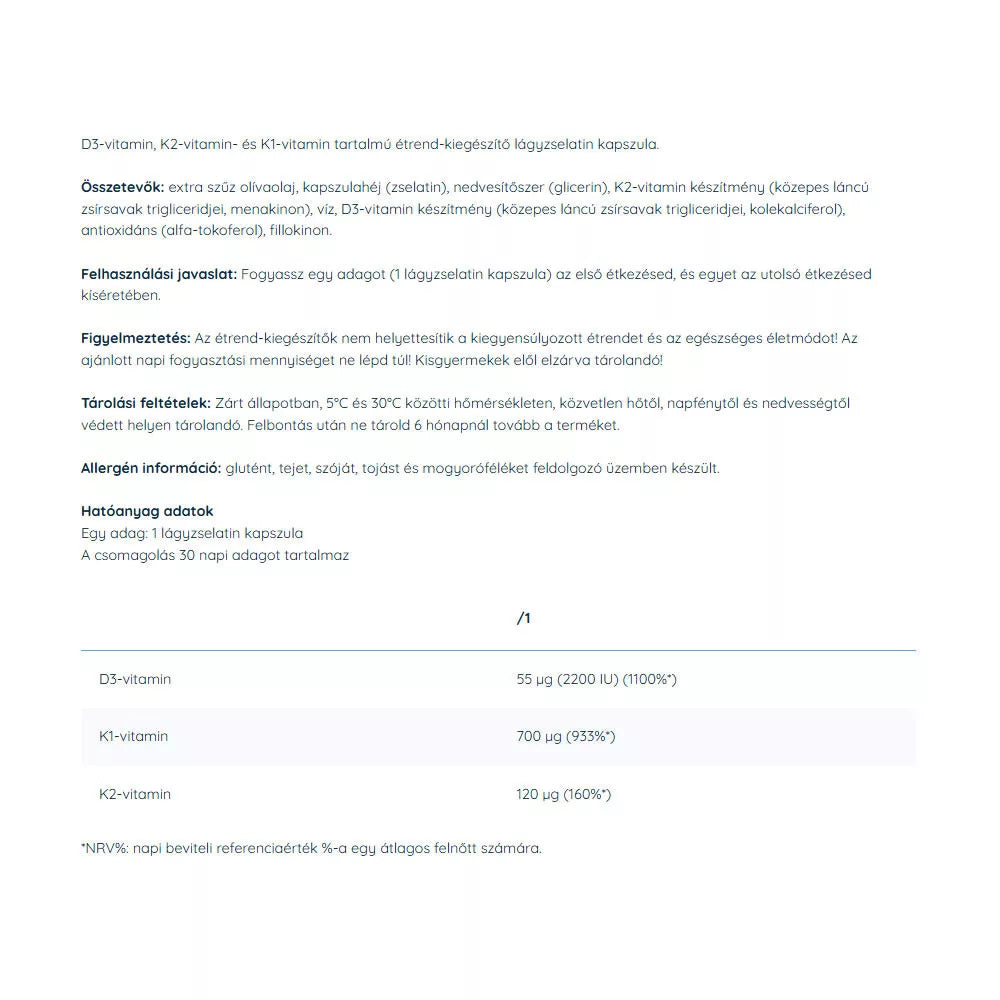 Nutriversum Vitamin D3 + K2 + K1 (30 Softgels)