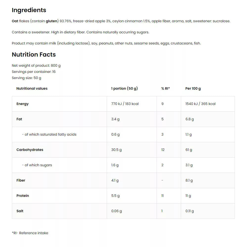 OstroVit OATlicious (800 g, Apple Cinnamon)
