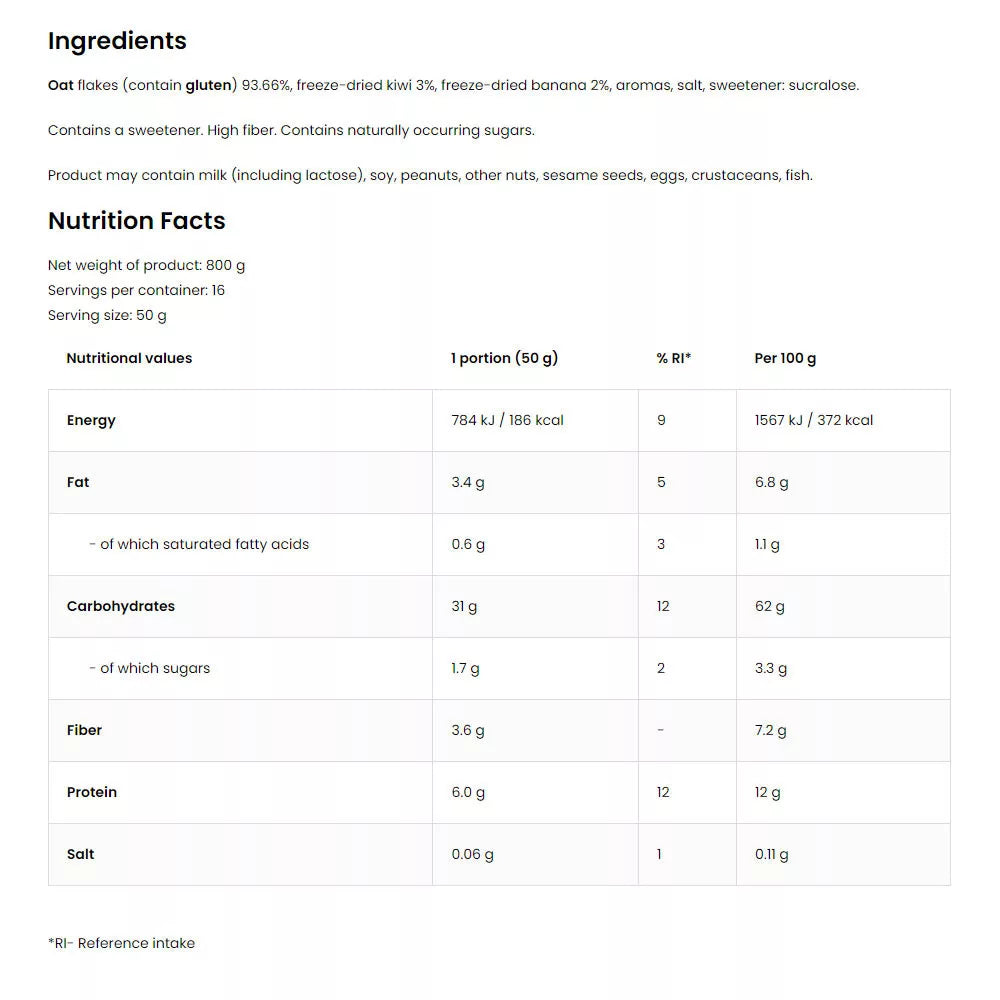 OstroVit OATlicious (800 g, Kiwi Banana)