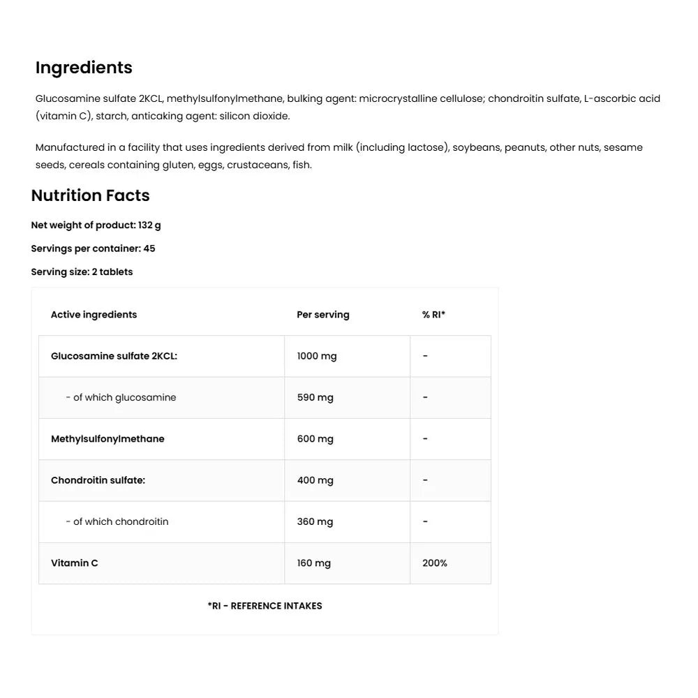 OstroVit Glucosamine + MSM + Chondroitin + Vitamin C (90 Tablets)