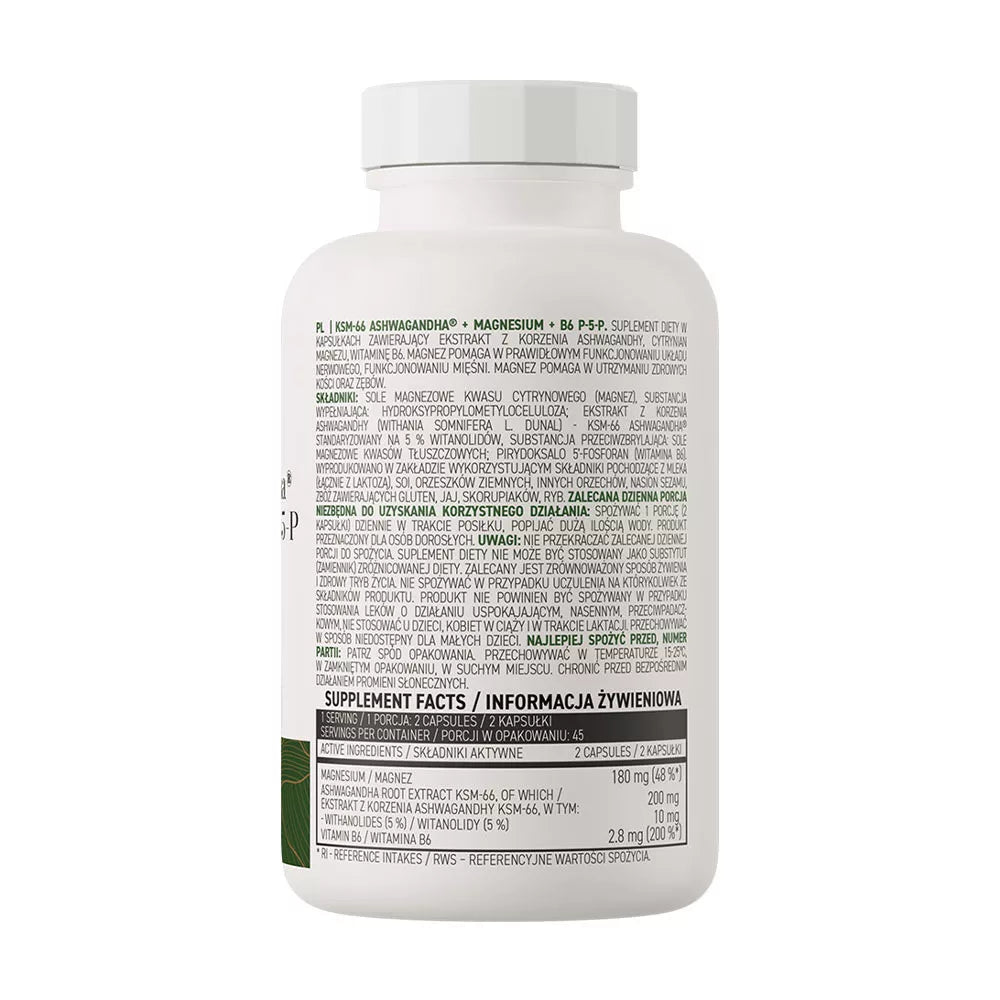 OstroVit KSM-66 Ashwagandha® + Magnesium + B6 P-5-P (90 Veg Capsules)