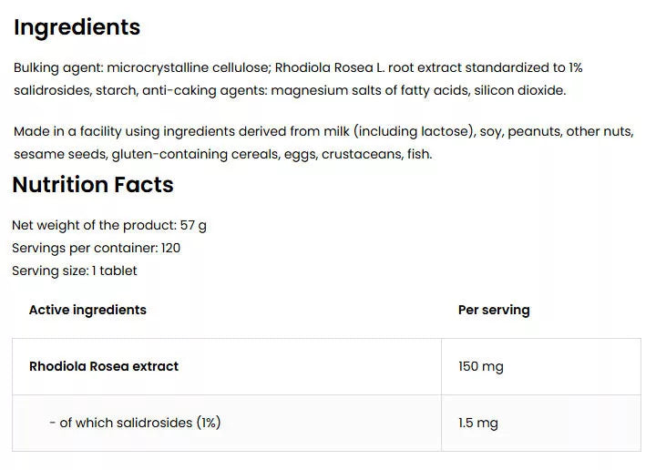 OstroVit Rhodiola Rosea (120 Tablets)