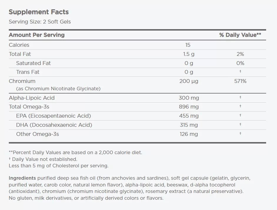 Nordic Naturals Omega Blood Sugar 896 mg (60 Softgels)